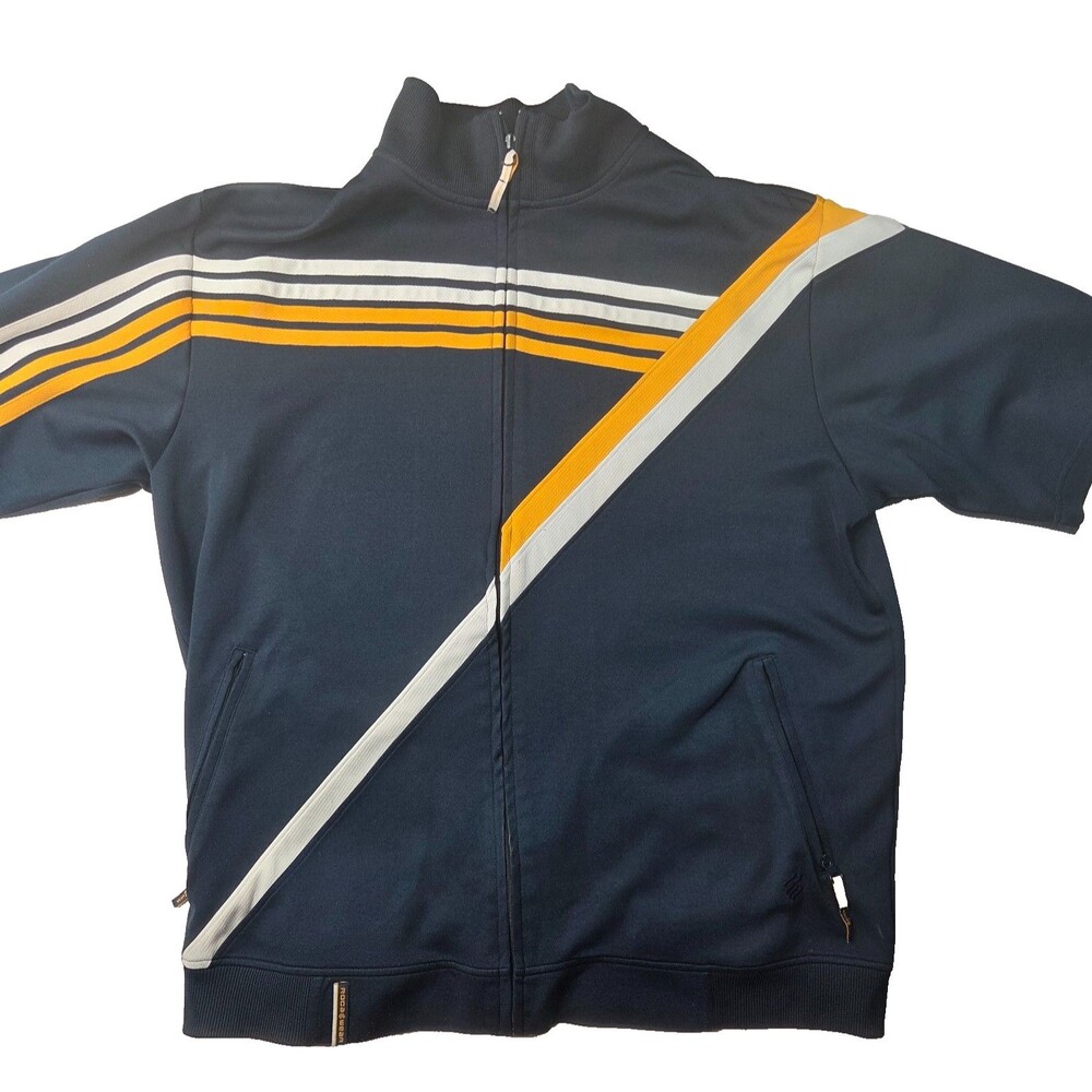 Roca Wear Track Jacket Mens 2XL Navy Blue Full Zip Striped Y2K Hip Hop